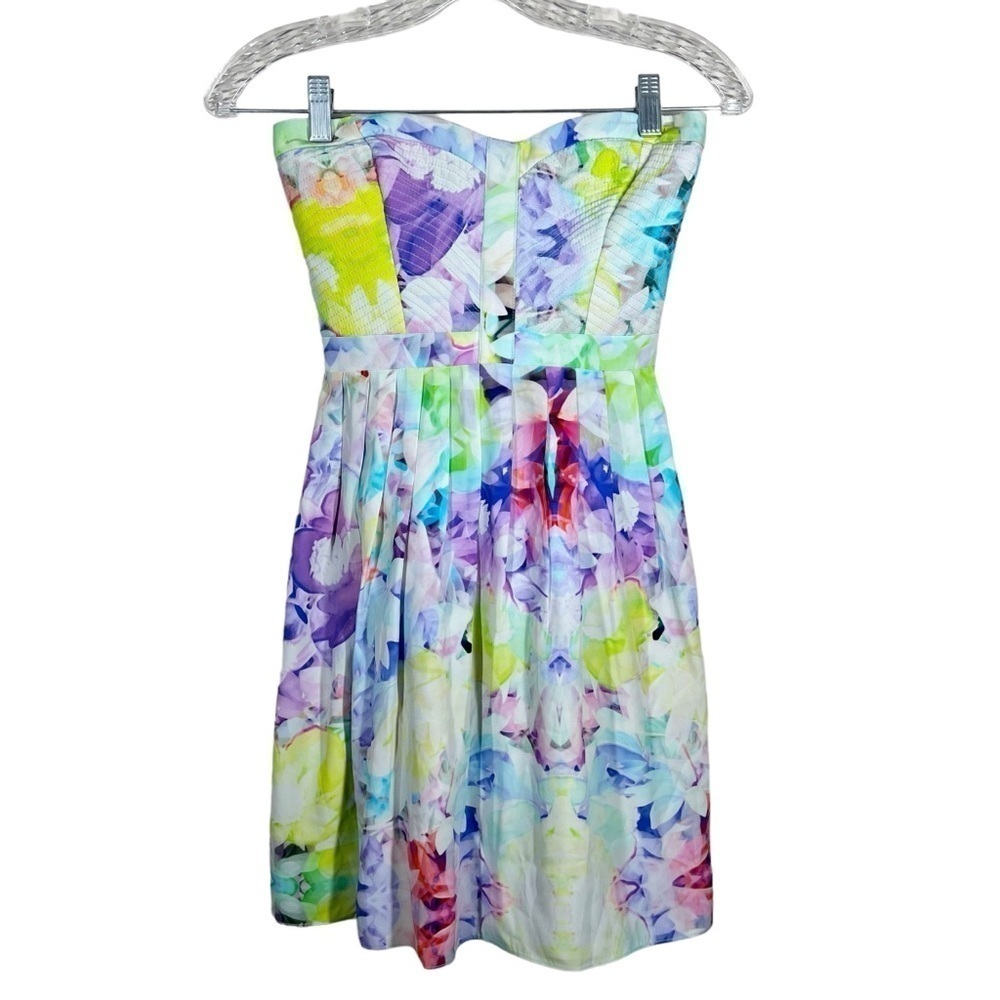 Parker Womens Lily Vibrant Multicolor Strapless 100% Silk Mini Dress Size XS